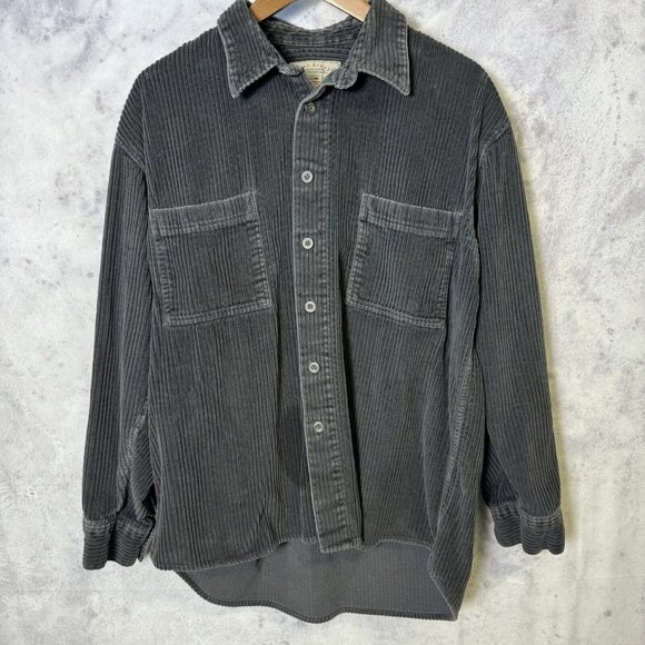 Pure Stuff Other - Vintage Corduroy Button Up Shirt Mens Large L Gray Long Sleeve Pure Stuff
